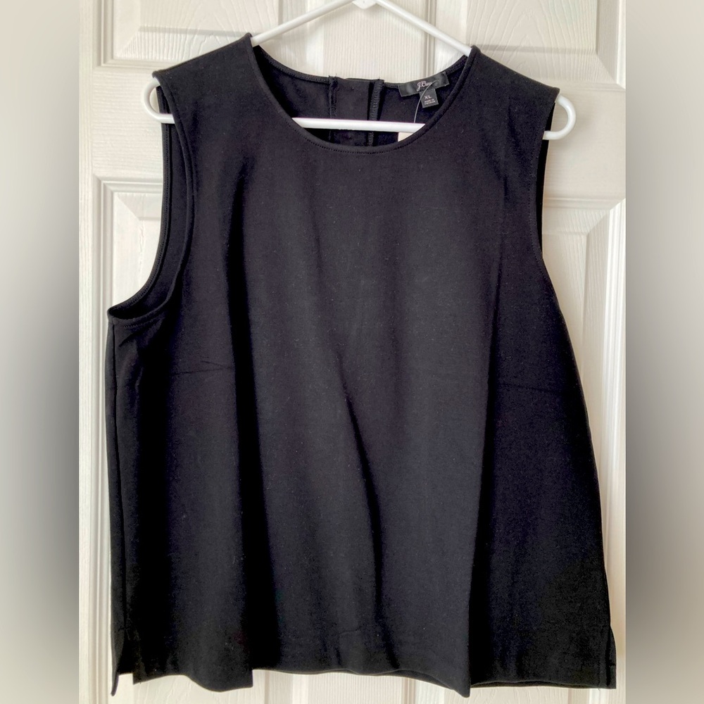 NWT J.Crew black sleeveless top with sparkly buttons on back. Size XL.